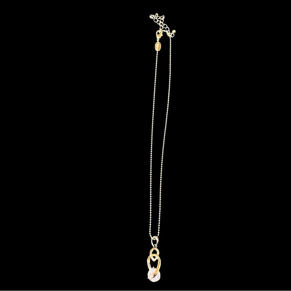 Lia Sophia Silver Tone Chain Necklace Cubic Zirconia Swirl Pendant Event Wedding